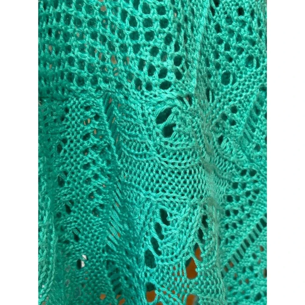 Keren Hart Crochet Open-Front Vest in Teal Women’s S - Picture 7 of 7